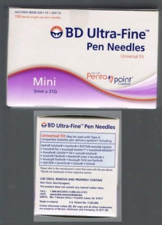 Bd Ultra Fine Pen Needles Mini 5mm X 31g Penta Point Comfort by USA by Beststores