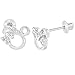 Rhodium Plated Mouse Children's Clear Crystal Screw Back Kids Infants Earrings