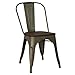 Poly and Bark Trattoria Kitchen and Dining Metal Side Chair with Elm Wood Seat in Bronze