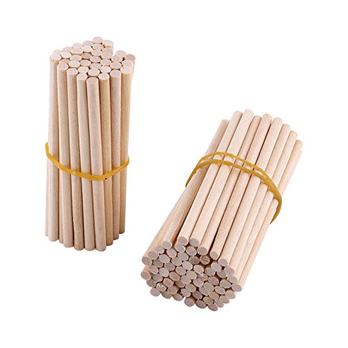 Walfront 100pcs Birch Wood Rods, 80mm Unfinished Wood Sticks for DIY Crafts, Home Garden Decoration