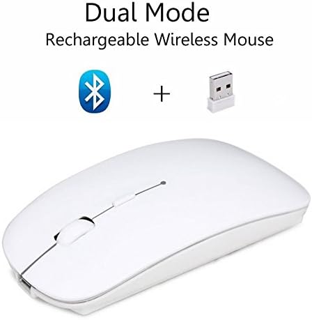 Cliry 2018 Wireless 2.4Ghz + Bluetooth 4.0 Dual Mode Rechargeable Mouse 1600 DPI Ultra-Thin Ergonomic Portable Optical Charging Best Qulity Mice (White)