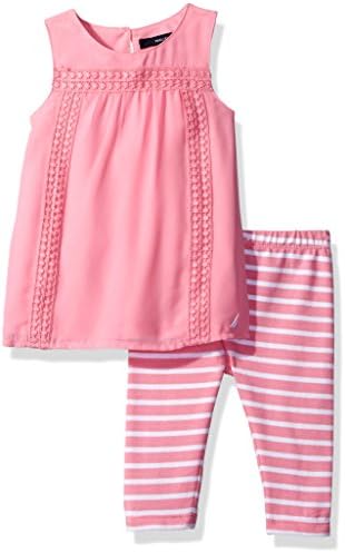 Nautica Baby Girls' Fashion Top with Capri Legging Set,Light Pink,18 Months