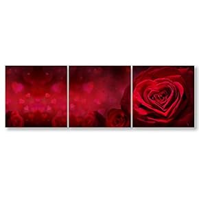 3 Piece Canvas Wall Art-Romantic Red Wine-Canvas Prints Home Artwork Decoration for Living Room,Bedroom - 12"x12"x3 Panels