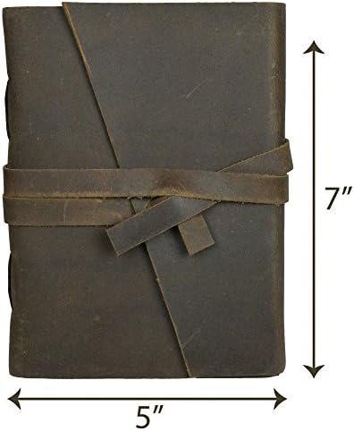 LEATHER JOURNAL Writing Notebook - Antique Handmade Leather Bound Daily Notepad For Men &amp; Women Unlined Paper Medium 7 x 5 Inches, Best Gift for Art Sketchbook, Travel Diary &amp; Notebooks