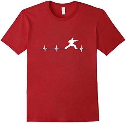 Mens I Love Karate T-shirt, Karate in my heart/heartbeat shirt Medium Cranberry