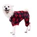 SCENEREAL Pet Fleece Pajamas for Dogs Red Plaid Sweaters Soft Clothes, M