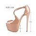 Onlymaker Women's Fashion High Heel Peep Toe Platform Stiletto Multicoloured Ankle Corss Strap Buckle Snap Dress Party Sandals Natural US5