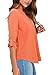 Roswear Women's Casual V Neck Cuffed Sleeves Solid Chiffon Blouse Top, Orange, XL (US16-18)