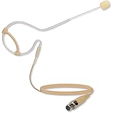 YXG Headworn Earset Over Ear Hanging Mic Beige Low Profile Light-Weight Microphone Compatible with AKG Wireless System Bodypack Transmitter with 1.45m Cable Mini XLR Plug