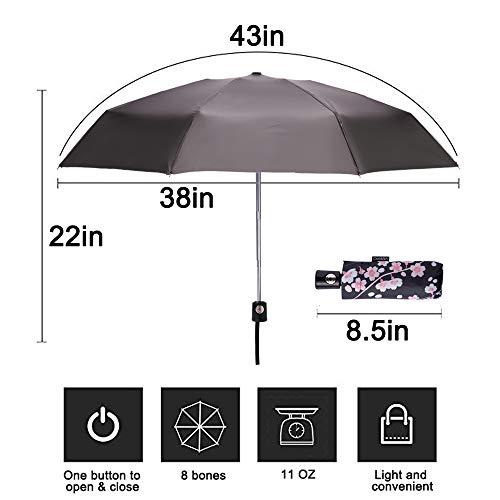 Goothdurs Travel Compact Automatic Windproof Umbrella - Small Mini Folding Sun & Rain Umbrellas with 99% UV Protection for Women Men