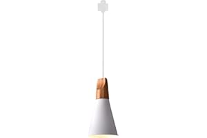 KIVEN H-Type Track Mount Light Modern Wood Pendant Lights Kitchen Lighting Scandinavian Light Fixture Home Lighting,1-Light(White)