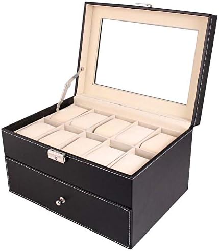 Merryode 20 Compartments Watch Collection Box, Jewellery Display Storage Box Organiser Holder Dual Layers Elegant Wooden