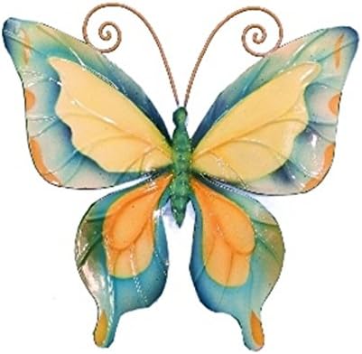 Yellow & Blue 7" Metal Butterfly by The Prairie Schooner