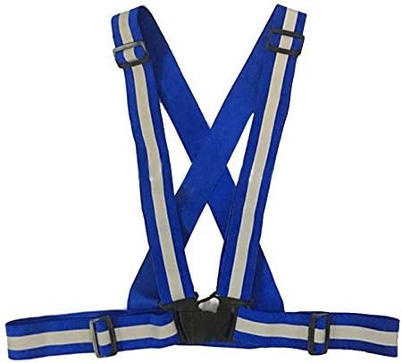 Security Safety Reflective Vest Belt Stripe Lightweight Adjustable &amp; Elastic Safety High Visibility for Night Running Jogging Walking Cycling (Blue)