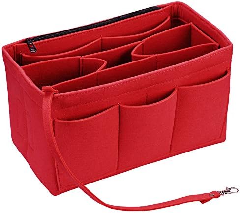 Felt Purse Organizer Insert with Zipper Built In Pouch Keychain Handbag Tote Bag Organizer for Speedy Neverfull
