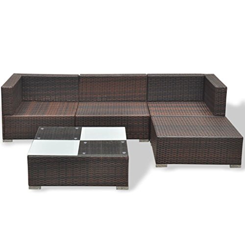 vidaXL Gartenmöbel 14-TLG. Poly Rattan Sofa Lounge Sitzgruppe Gartengarnitur – Bild 7