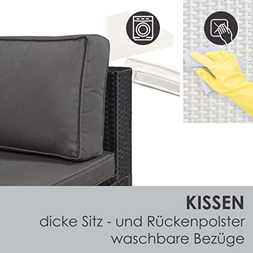 Juskys Polyrattan Gartenmöbel-Set Nassau wetterfest - Lounge mit Ecksofa, Tisch & Auflagen - Gartenlounge für 5 Personen - Sitzgruppe Schwarz-Grau – Bild 7