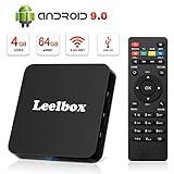 Android TV Box 9.0, 4GB+64GB Leelbox Q4 Plus Quad Core Smart TV Box Support USB 3.0/BT 4.1/2.4GHz WiFi/3D/4K/H.265