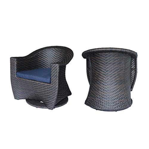 Great Deal Furniture Florence Patio Swivel Chairs, Wicker with Outdoor Cushions, MultiBrown and