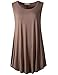 LARACE Women Solid Sleeveless Tunic for Leggings Swing Flare Tank Tops (3X, Khaki)