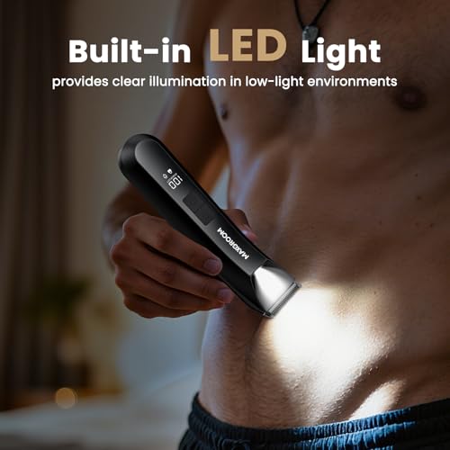 MAXGROOM Manscape 3-In1 Body & Pubic Hair Trimmer for Men, IPX7 Waterproof Ball & Groin Shaver with LED Light, Electric Razor with Travel Pouch & USB Rechargeable