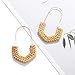 Rattan Earrings for Women Handmade Straw Wicker Braid Hoop Earrings Lightweight Wire Drop Dangle Earrings Fashion Jewelry (dark-geometric)
