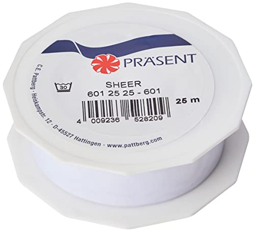 Onbekend Organzaband Sheer wit B25mm