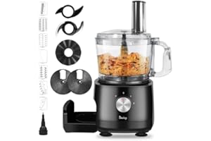 Davivy 7 Cup Food Processor, 10 Functions Built-in Storage Drawer Vegetable Chopper with 10 set blades,French fry cutting,Wav