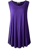 LARACE Women Solid Sleeveless Tunic For Leggings Swing Flare Tank Tops (3X, Deep Purple)
