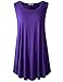 LARACE Women Solid Sleeveless Tunic For Leggings Swing Flare Tank Tops (3X, Deep Purple)