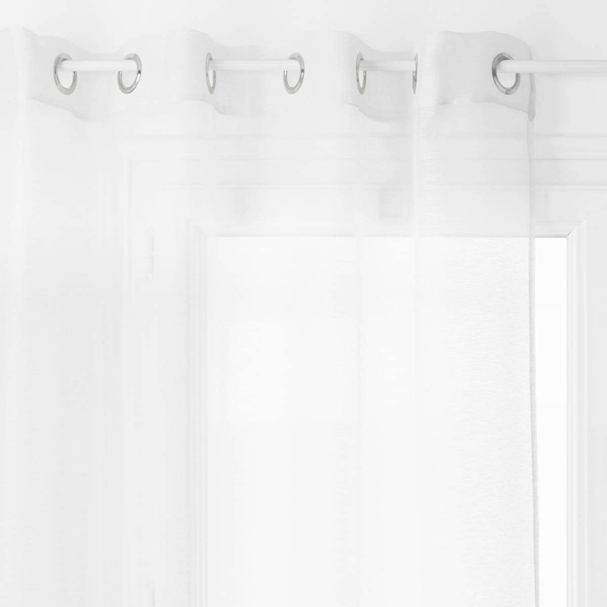 HomeMaison End Plain Curtain with Eyelets, Polyester, white, 240 x 135 cm