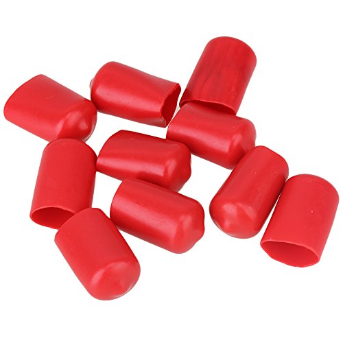 CNBTR Soft Rubber Screw Thread Protector Cover Vinyl Round Rubber Hose End Caps Rubber Finisher Pipe Stop Pack of 10 (14mm, Red)