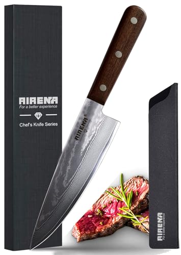 Damascus Chef Knife, Professional Kitchen Knife 20CM - Sharp Damascus Steel Blade 67 Layers - Excellent Edge Retention and Resistant Corrosion, Japanese Knives with Sheath and Gift Box