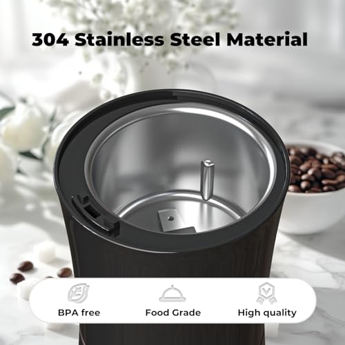 KYG Electric Coffee Grinder for Espresso Beans, Nuts and Grains, Powerful Compact Coffee Grinder One-Touch Operation and Stainless Steel Blades 200w Black