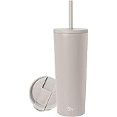 Simple Modern Insulated Tumbler with Lid and Straw | Iced Coffee Cup Reusable Stainless Steel Water Bottle Travel Mug | Gifts for Women Men Her Him | Classic Collection | 24oz | Almond Birch