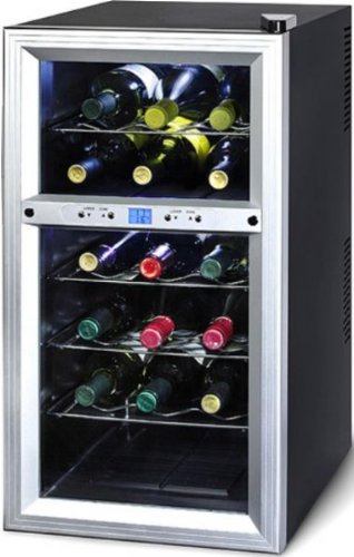 Kalorik Thermoelectric Dual-Zone 18-Bottle Ventilated Wine Cooler, Stainless Steel/Black