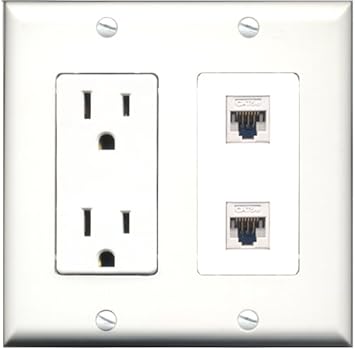 Amazon Com Riteav 15 Amp Power Outlet 2 Port Cat5e Ethernet