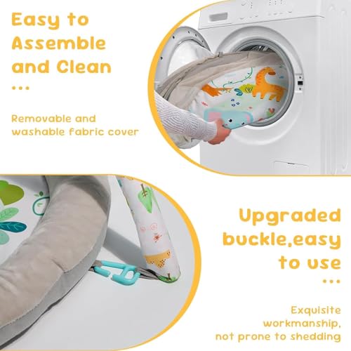 DMG Baby Gym Play Mat with 6 Toys - Multi-Stage Activity Mat for Tummy Time, Lie & Sit Play, Machine Washable Cover with Non-Slip Bottom, Newborn Infant Developmental Toy for Sensory Motor Skills