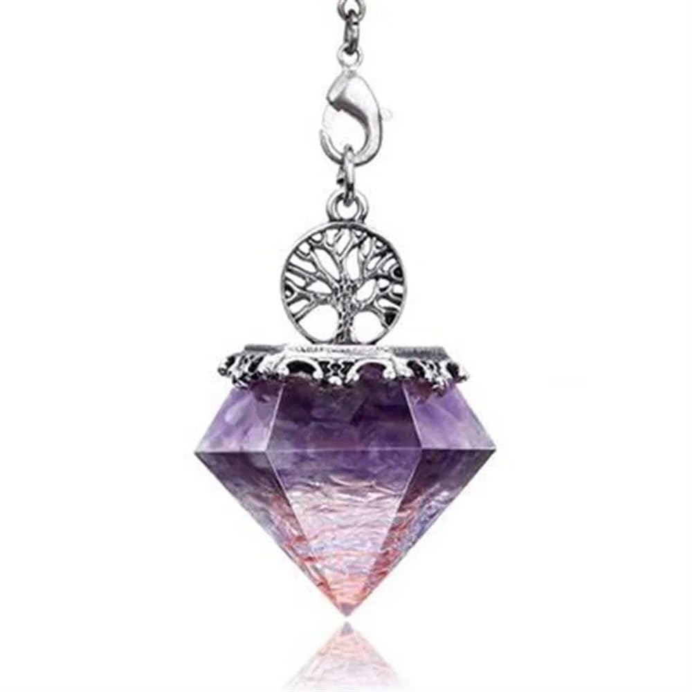 BOLFFU Orgonite Pendulum Tree of Life Chakra Stone Dowsing Pendulum,Orgone Healing Crystal Amulet Hexagonal Pyramid for Wicca,Meditation(Purple)