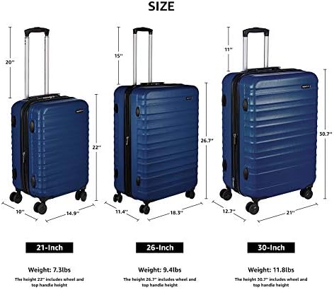 Amazon Basics Hardside Spinner Suitcase Luggage - Expandable with Wheels - 26 Inch, Navy Blue 5 Amazon Basics Hardside Spinner Suitcase Luggage - Expandable with Wheels - 26 Inch, Navy Blue