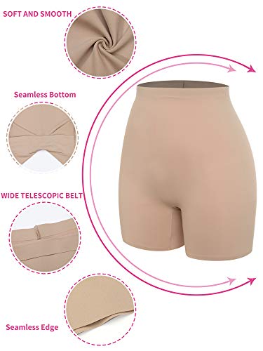 SLIMBELLE Slip Shorts for Women Under Dresses Seamless Boyshorts Panties No Panty Line Underwear Nude M - Thumbnail 5