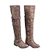 Twisted Women's Layla Wide Width/Wide Calf Over the Knee Faux Leather Riding Boot with Buckle Straps - TAUPE, Size 10
