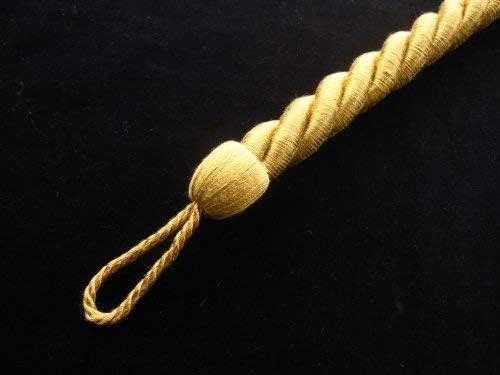 2 JUMBO rope curtain tiebacks - Extra long thick tie backs - 2.5cm diameter (Gold)