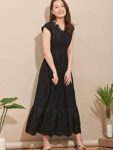 Amazon Co Jp Noela ノエラ コットンレースマキシワンピース 黒 M 服 ファッション小物