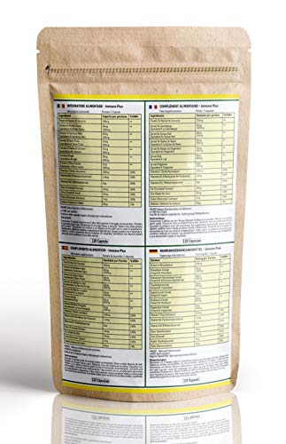 Immun Plus - Vitamine immunsystem stärken mit 14 Vitamine & natürliche Extrakte - enthaltene Vitamin C, Zink, Kurkuma, Selen, Ingwer, Cranberry, Holunder, Knoblauch, Vitamin B12 & Vitamin B6