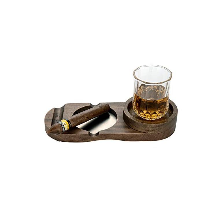 Wooden Cigar Ashtray Wood Solid Cigar Ashtray Whiskey Glass Tray and