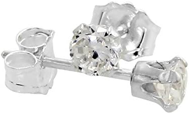 925 Sterling Silver CZ Cubic Zirconia Stud Earrings Brilliant Cut 3MM-10MM (3MM 1/4 Carat)