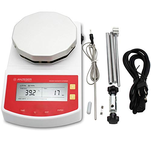 ANZESER Magnetic Hotplate Stirrer Set with LCD Digital Automatic Constant Temperature 110V Heating Plate for Lab, 2000mL Capacity, 110V