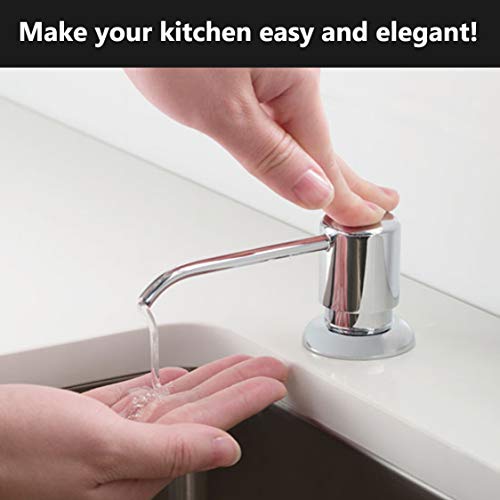 Soap Dispenser for Kitchen Sink, Chrome Countertop Water Pump with