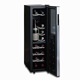 Wine Enthusiast 272 03 18 05 Silent 18 Bottle Dual Zone Wine Cooler with Upright Bottle Storage, Black